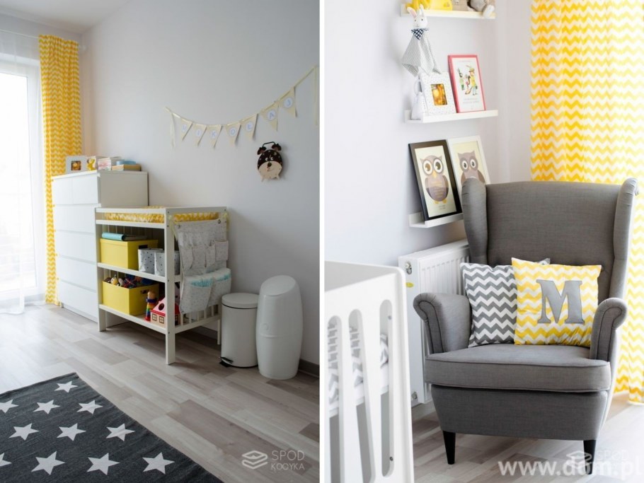 Детская комната в желто серых тонах