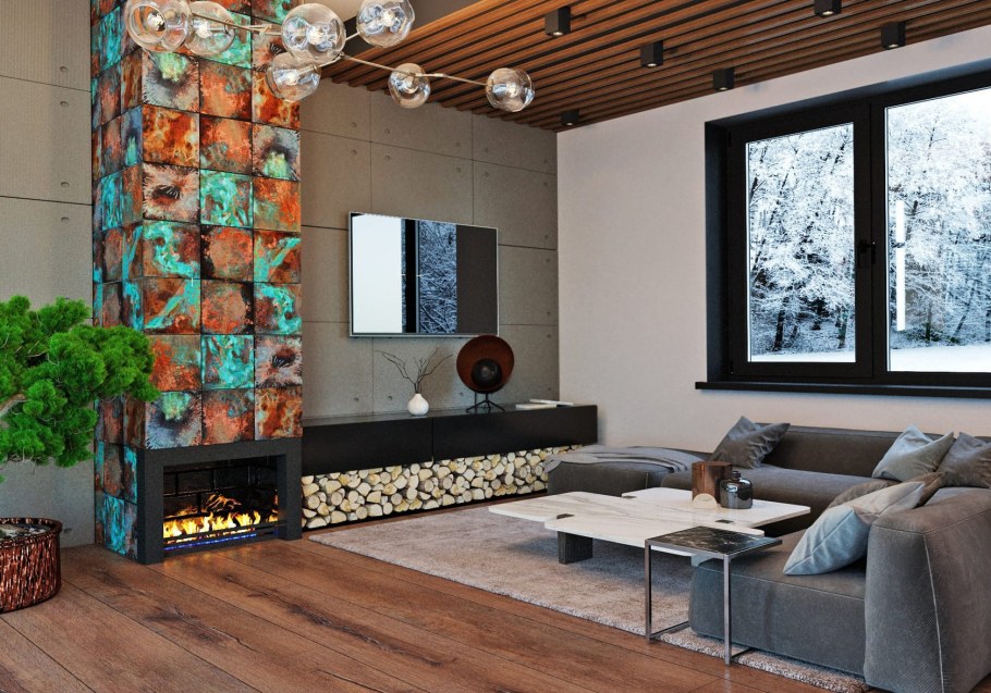 Медь и дерево в интерьере