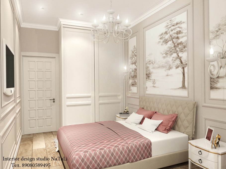 Спальня современная классика с гардеробной
