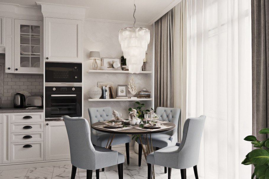 Молдинги в интерьере кухни