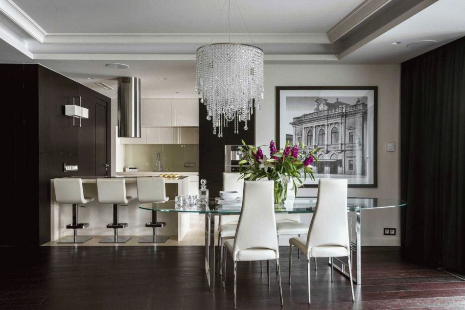 Пудровый цвет в интерьере кухни