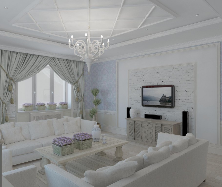 Гостиная в светлых тонах