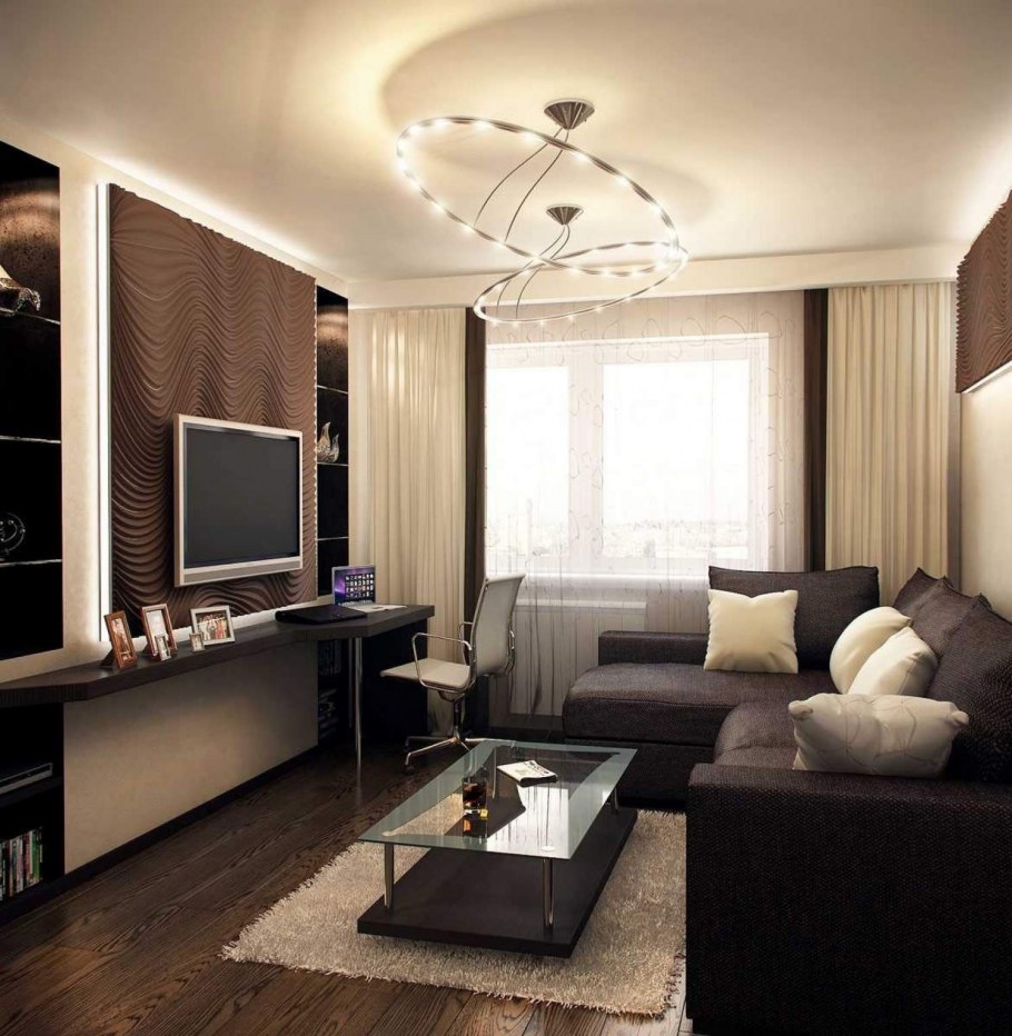 Гостиная современная классика с камином