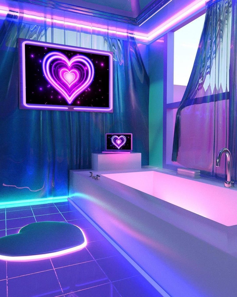 Душевая кабина с подсветкой неон