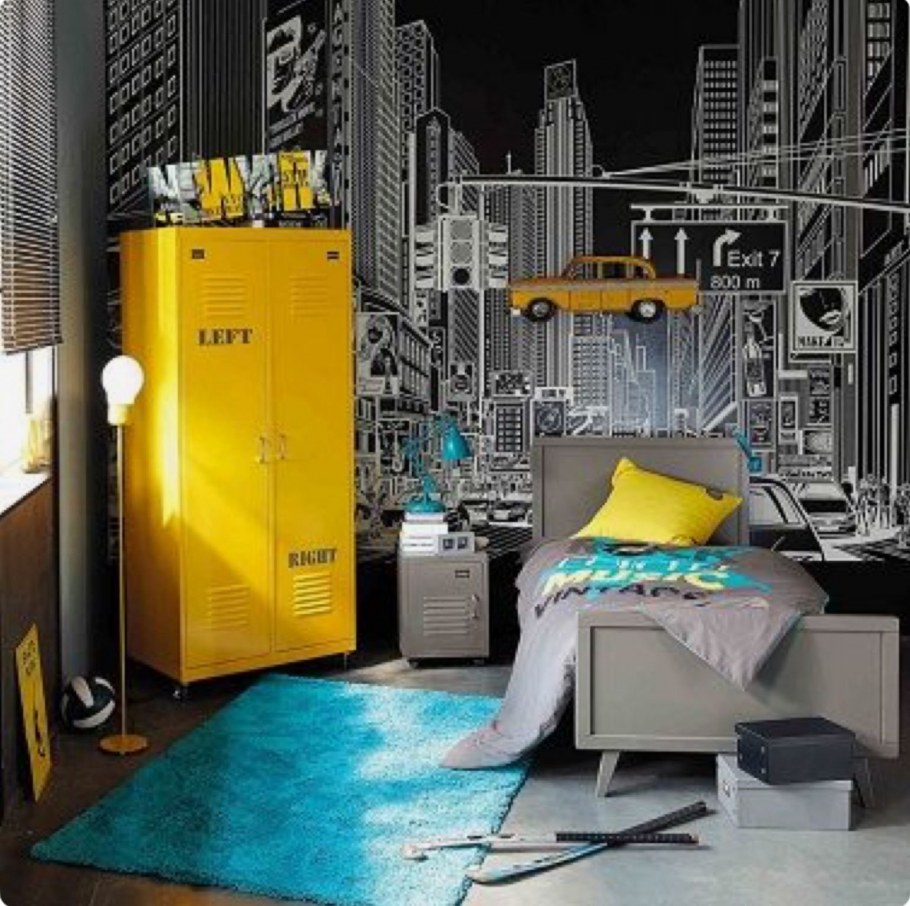 Желто серая комната для подростка