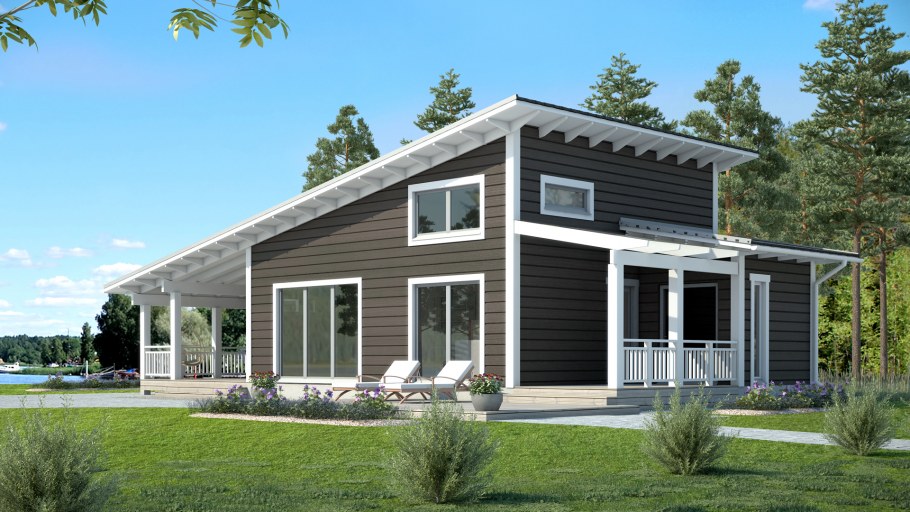 Дом с односкатной крышей Скандинавия