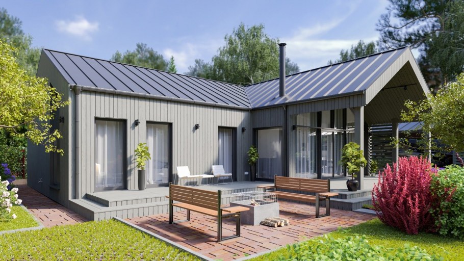 Скандинавский домик с односкатной крышей