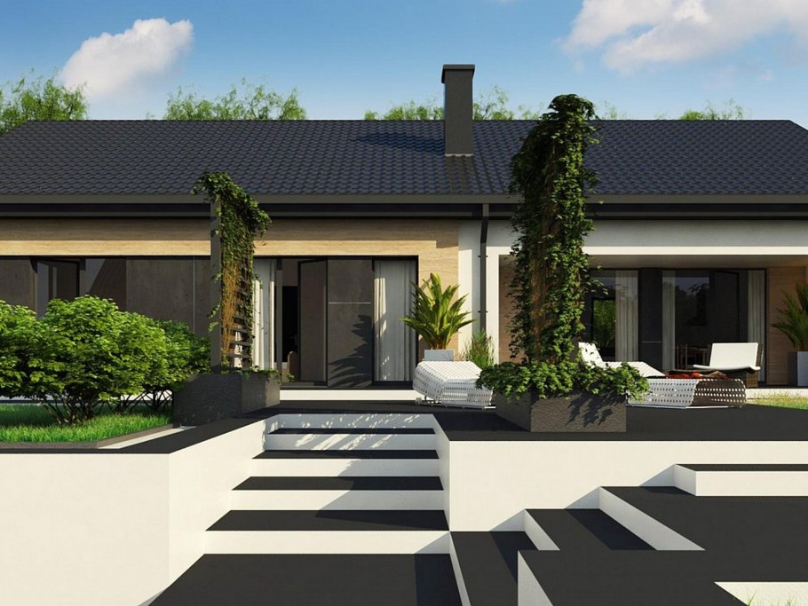 Проект одноэтажного дома с колоннами