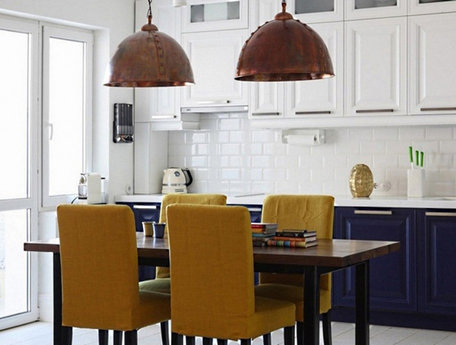 Горчичный цвет в интерьере кухни