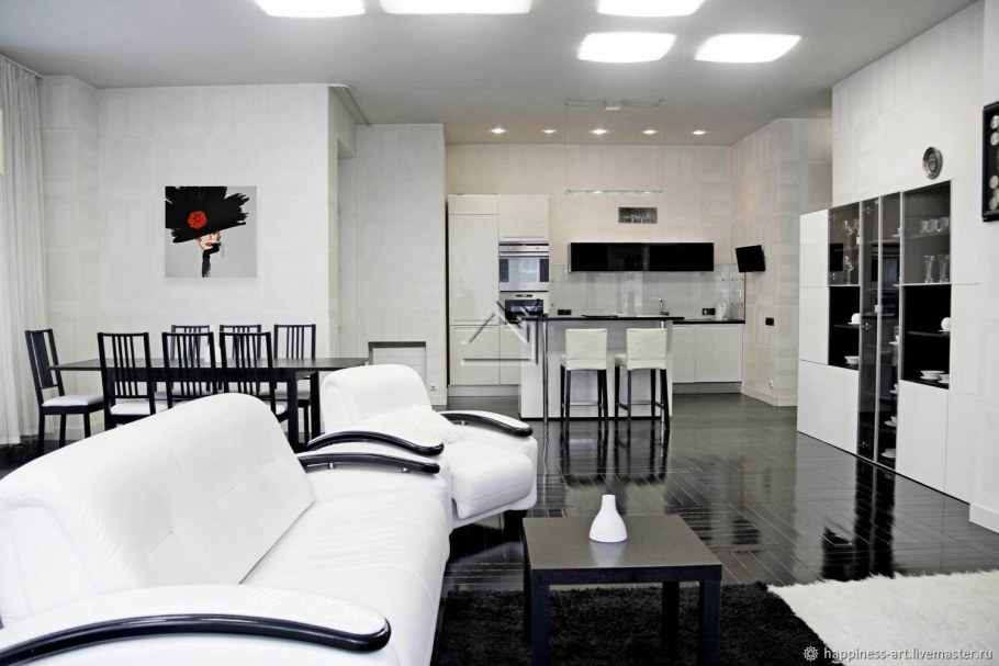 Черно белая квартира студия