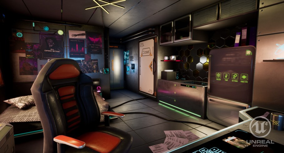 Комната в стиле Cyberpunk 2077