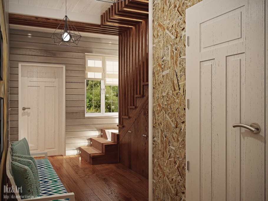 Прихожая отделанная деревом