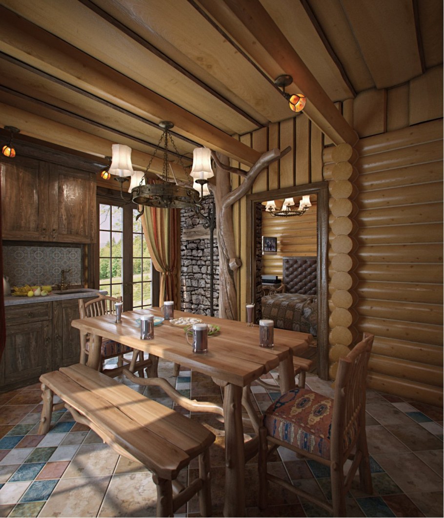 Интерьер бревенчатой бани