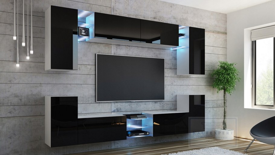 Стенка Квадро (черный глянец)