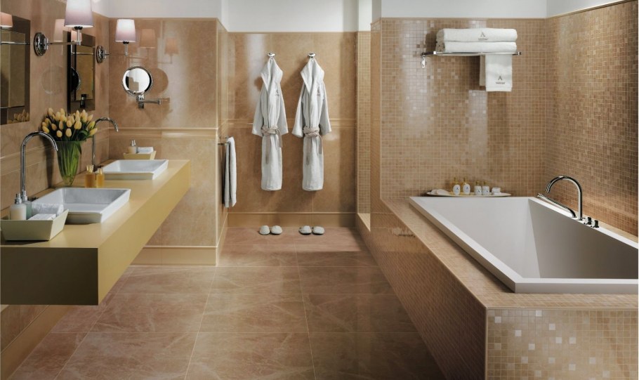 Ванная в песочных тонах