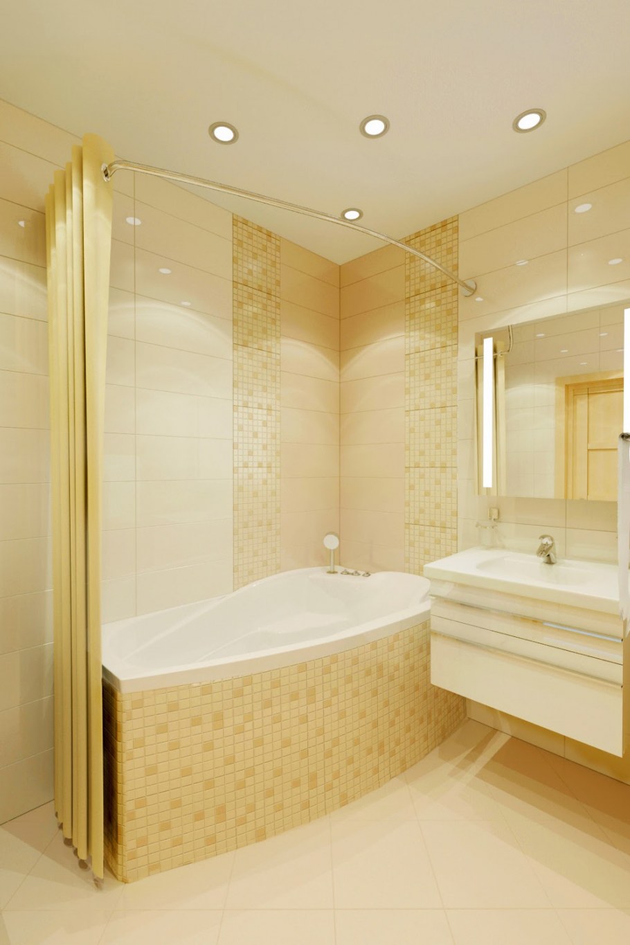 Ванная в кремовых тонах
