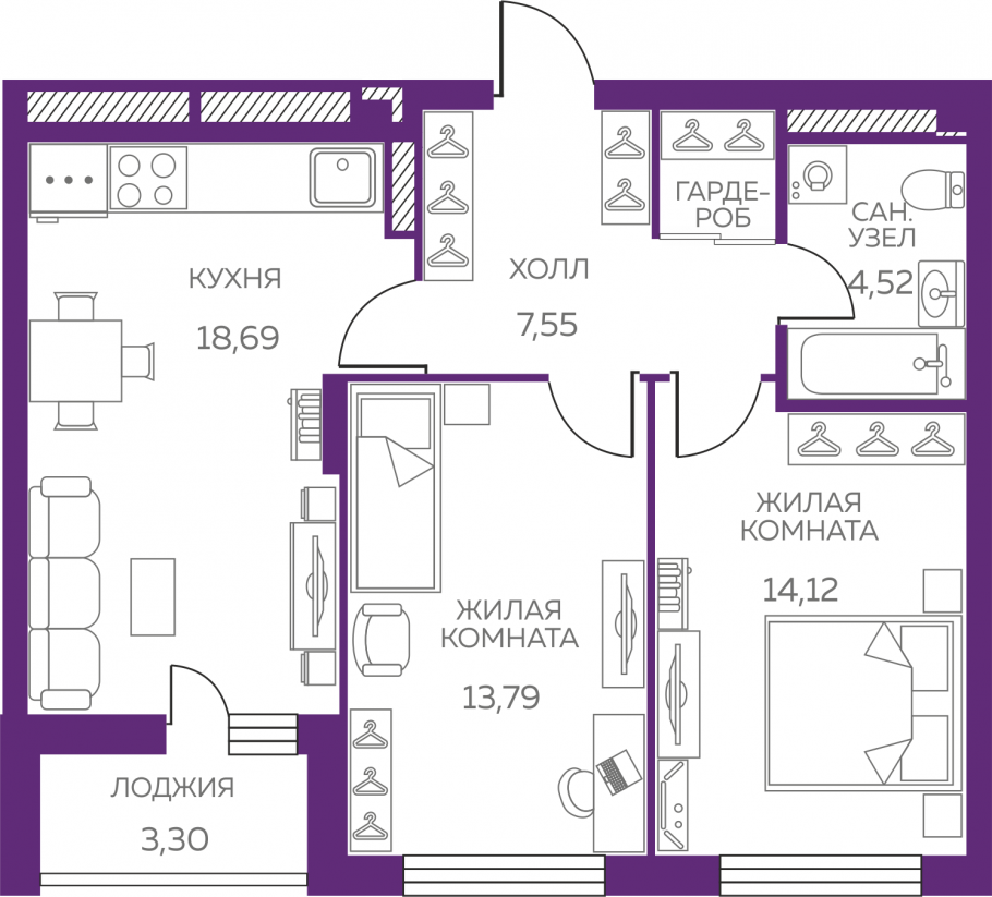 ЖК Русь Екатеринбург планировка 2 комнатная