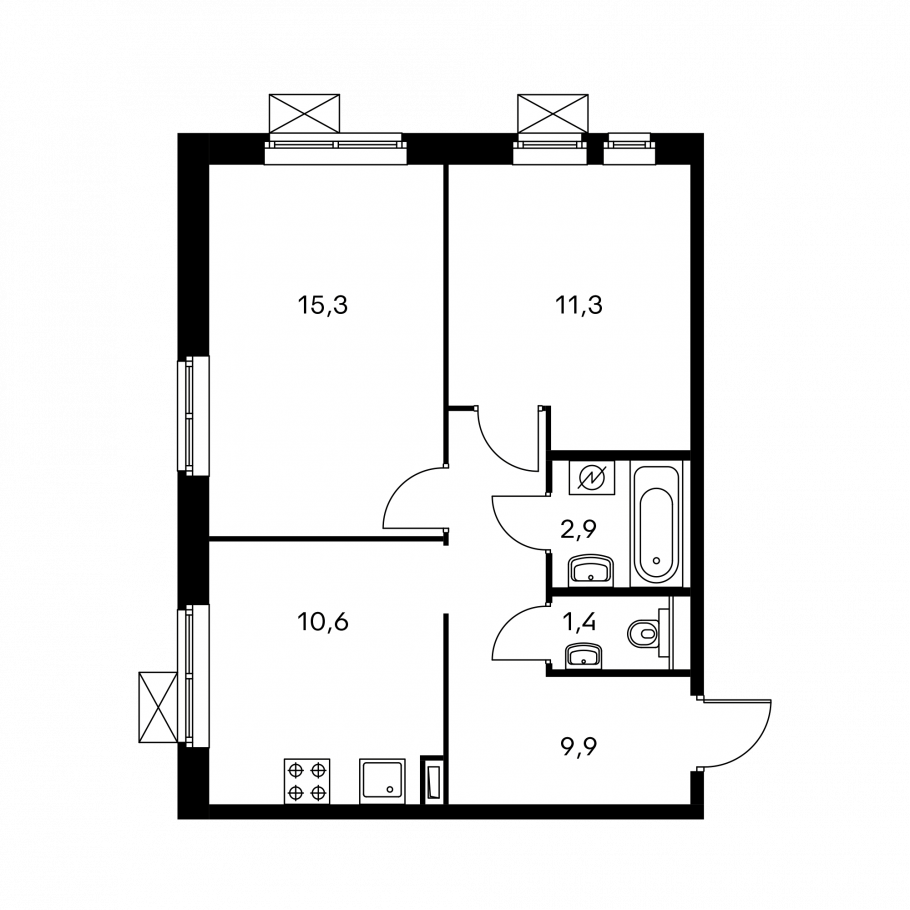 Трешка 65 м2 планировка монолит