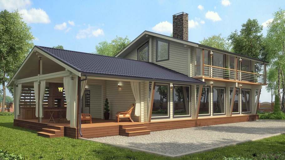 Дом из клееного бруса проект м326