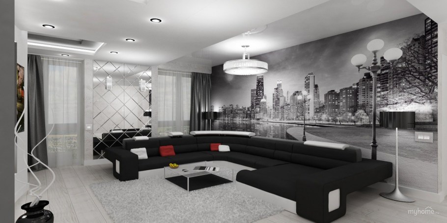 Кухня гостиная Хай тек