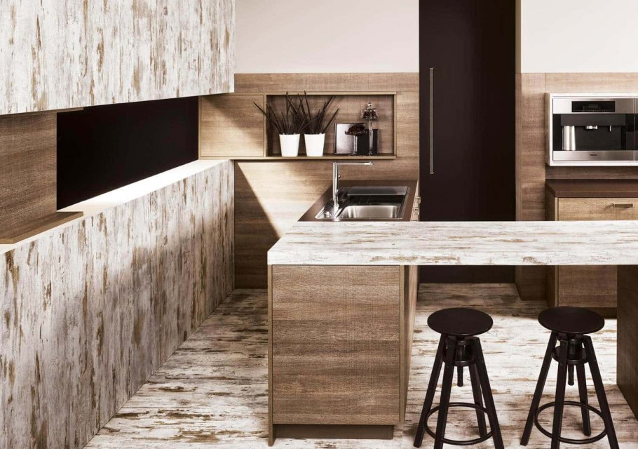 Столешница винтажное дерево в интерьере