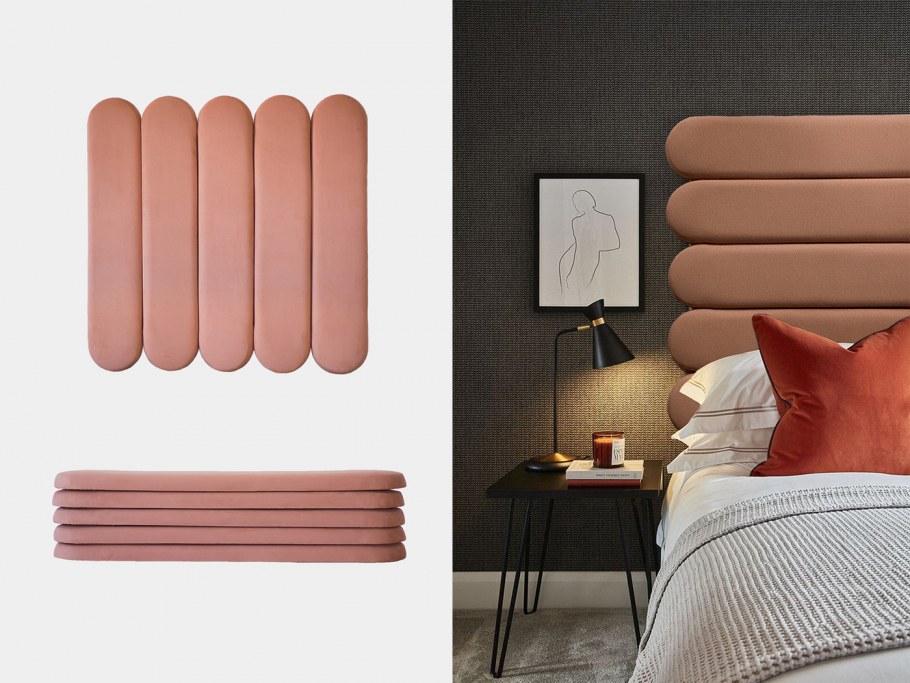 Кровать с деревянным изголовьем