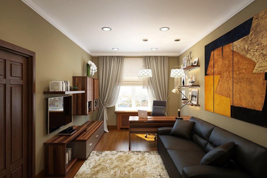 Интерьер квадратной гостиной