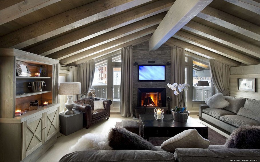 Дом Шале из клееного бруса интерьер