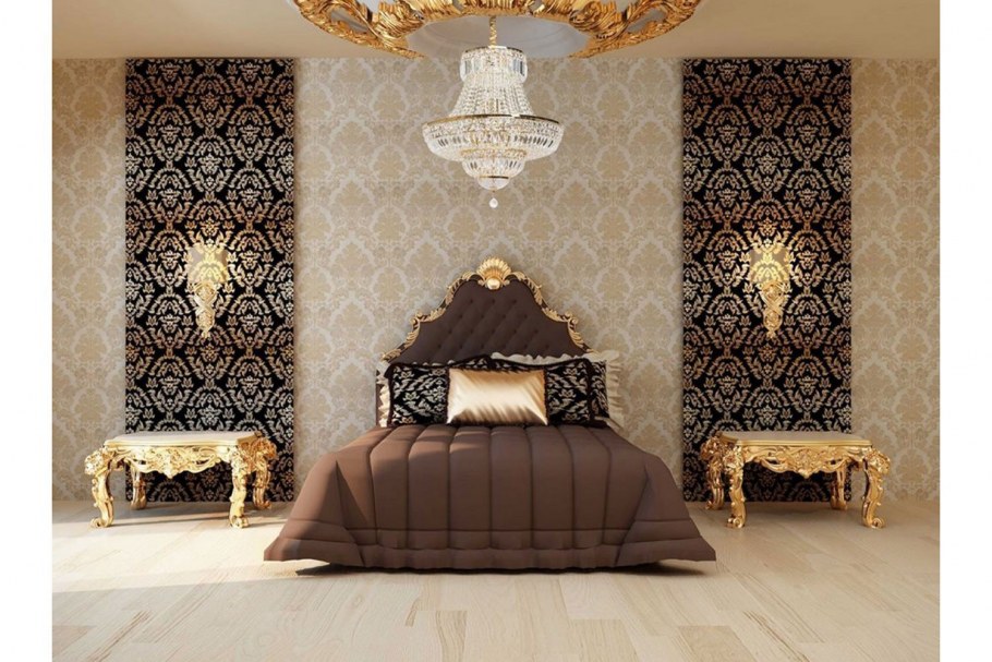 Интерьер черный с золотом