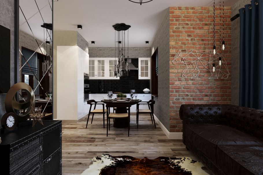 Однокомнатная квартира в стиле лофт