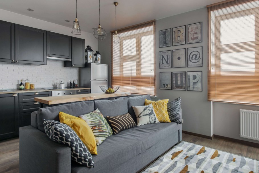 Кухня гостиная икеа 20м