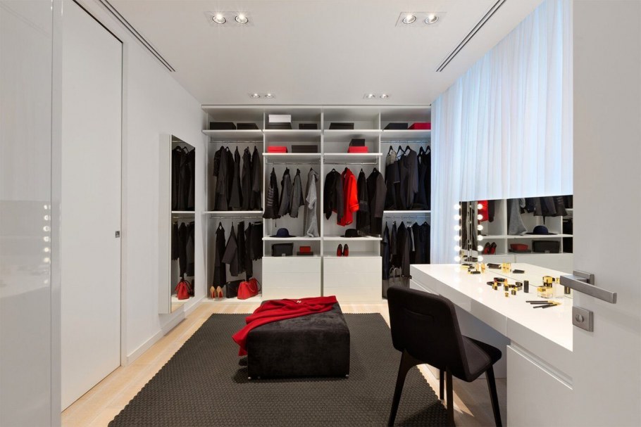 Гардеробная белый кирпич