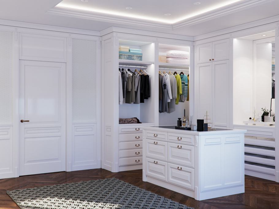 Гардеробная белая классика
