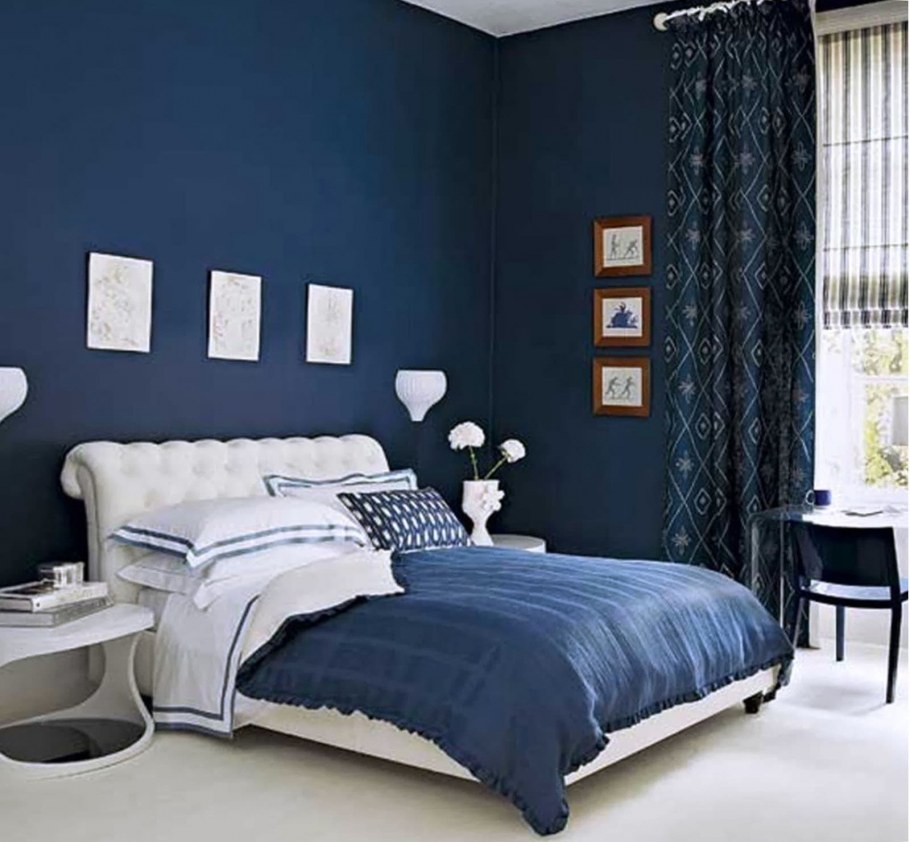 Спальня в синих тонах