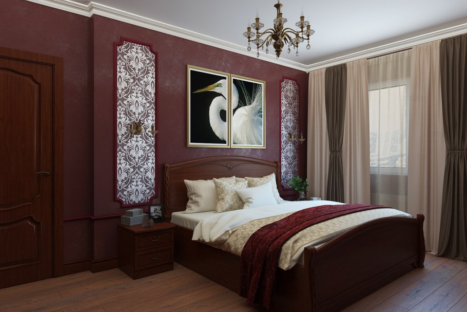 Спальня в классическом стиле венге