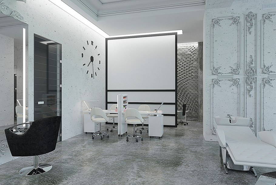 Интерьер студии красоты в стиле хайтек