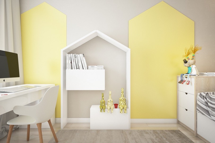 Серо желтая детская комната