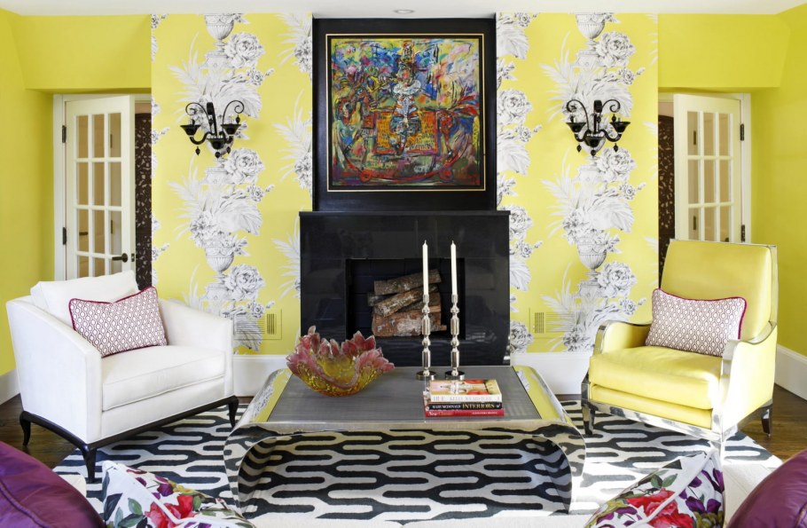 Арт деко стиль в интерьере желтые стены