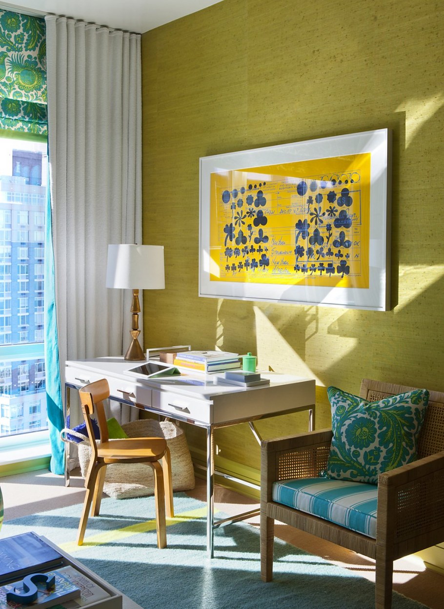 Желто-зеленый цвет в интерьере