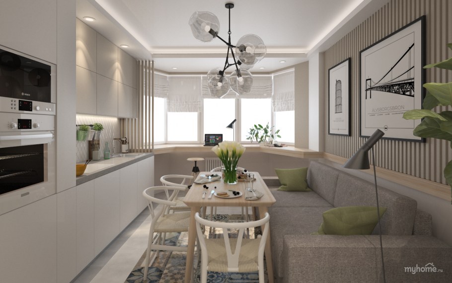 Планировка кухни п44 трешка