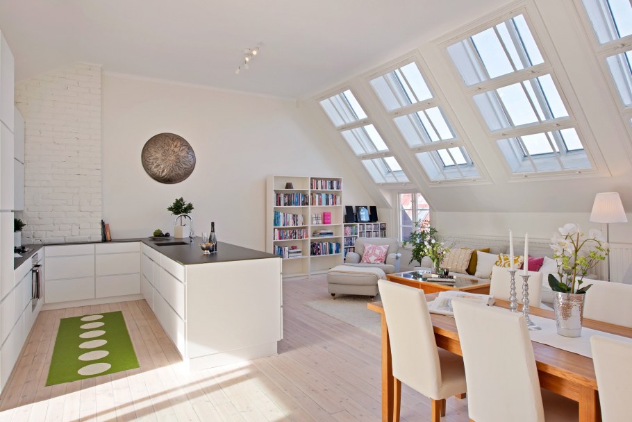 Интериор мансарда скандинавском стиле