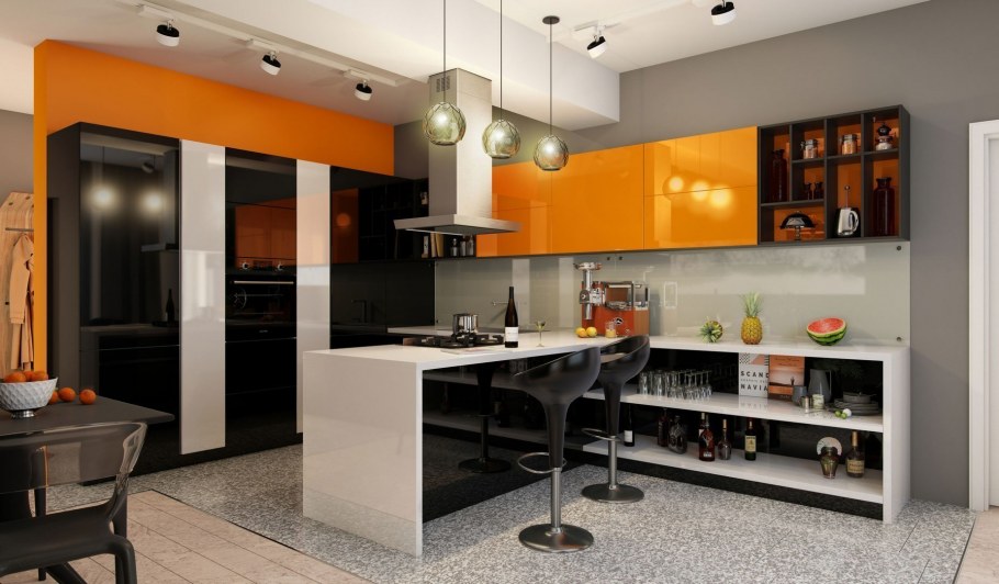 П образные кухни для студии 2,5 кв м стиль Минимализм