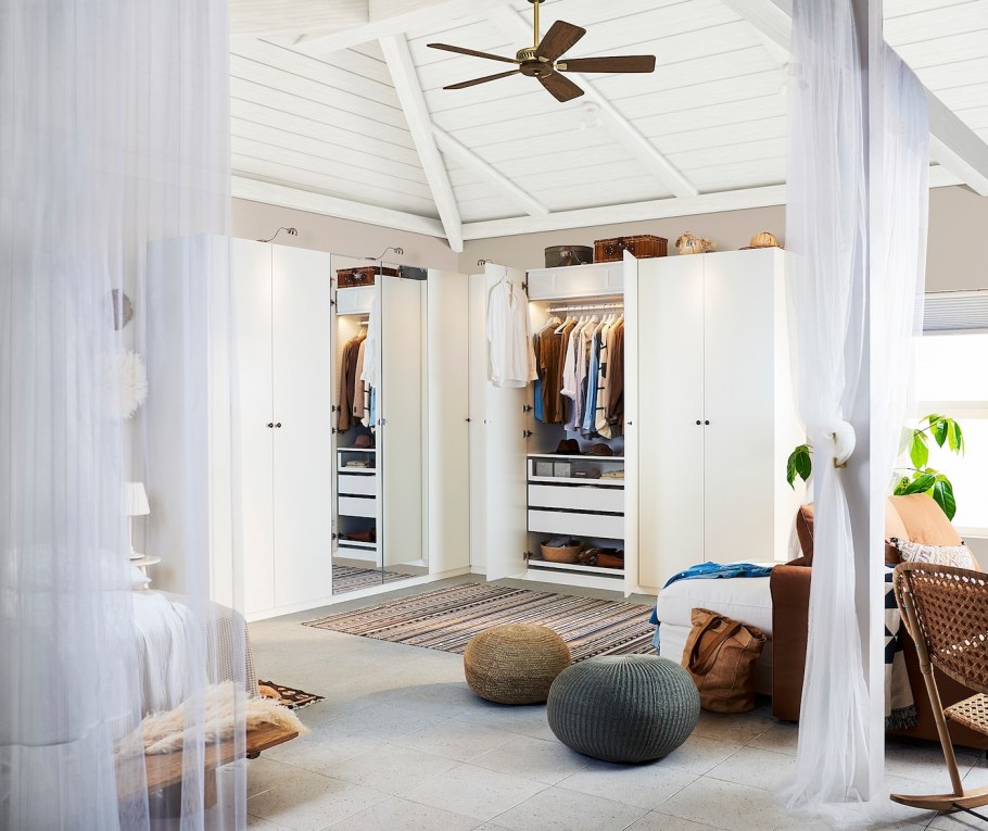 Гардероб ФОРСАНД комбинация ПАКС под беленый дуб