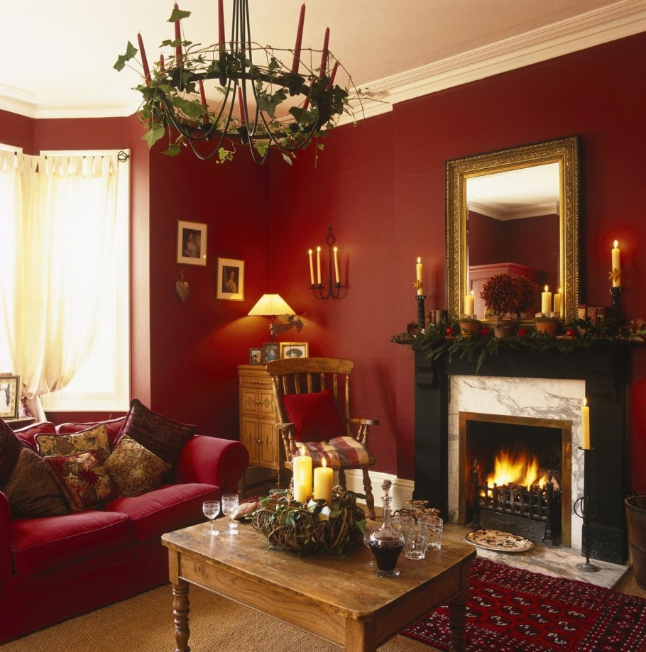 Красный интерьер комнаты