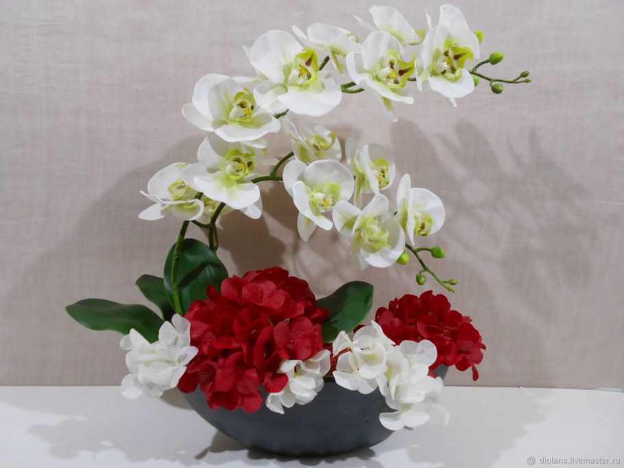 Композиции с орхидеями искусственными