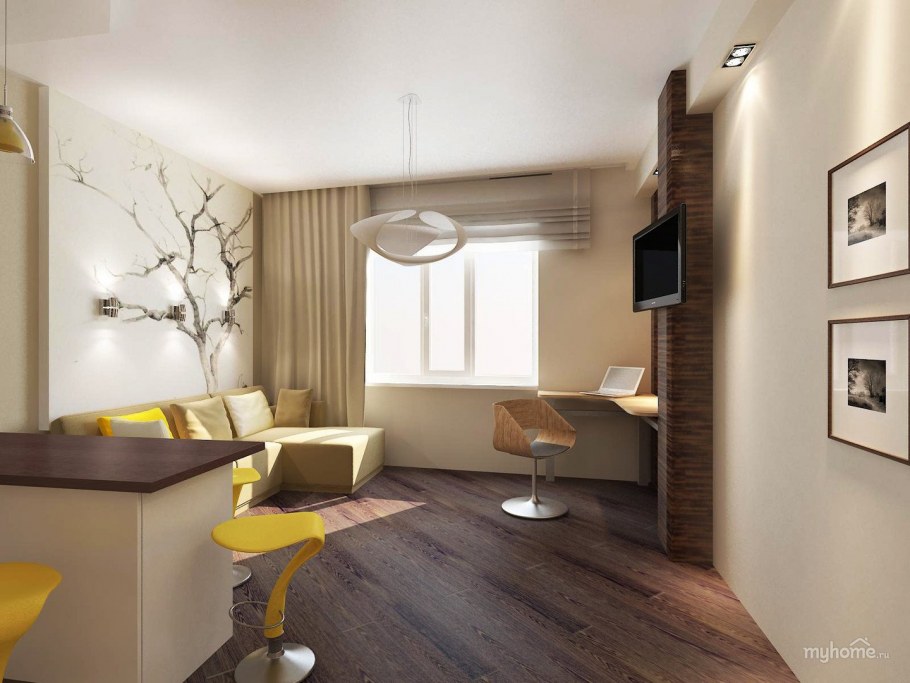 Интерьер однокомнатной квартиры