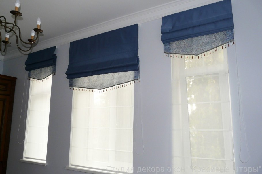 Римские шторы с кисточками