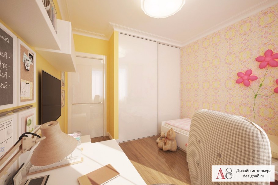 Интерьер двухкомнатной квартиры 60 кв.м с детской