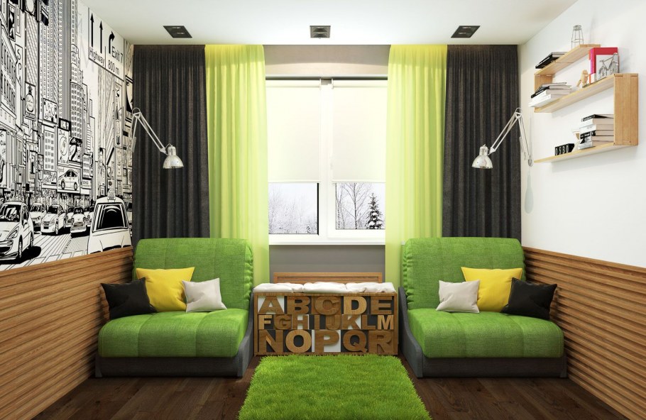 Интерьер двухкомнатной квартиры для семьи с ребенком