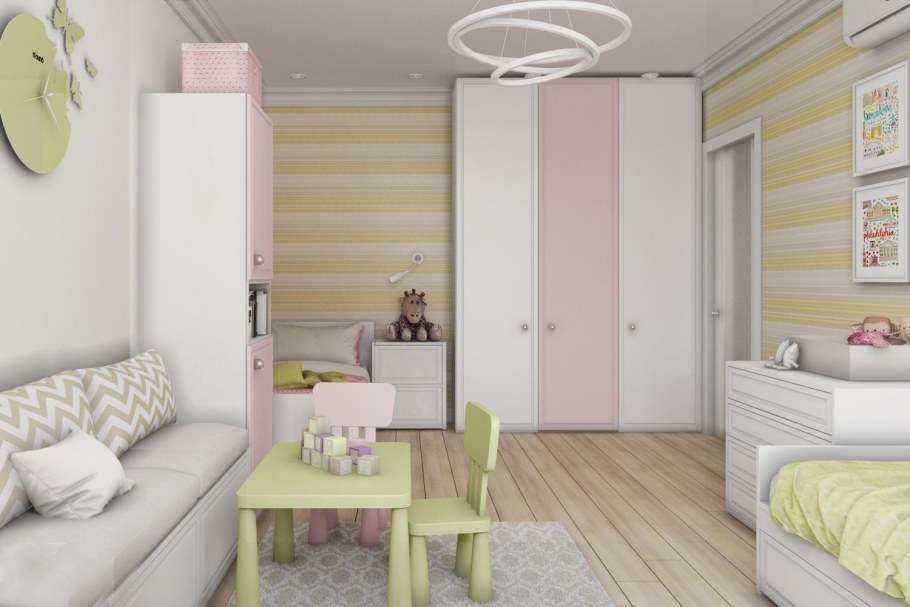Детские комнаты в двухкомнатной квартире